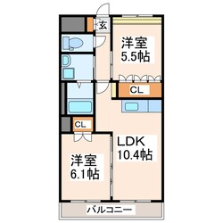 府内古閑 徒歩3分 2階の物件間取画像